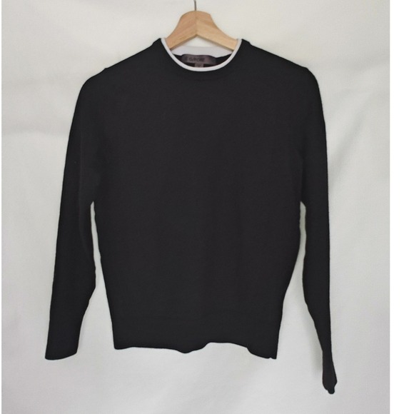 G/FORE Sweater Merino Wool Blend Tipped Crew Neck Black‎ Shadow Creek Golf Small